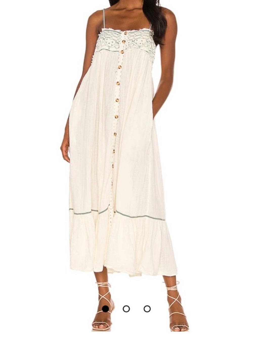 Free People Linda Jo Midi/Maxi Distressed Dress Size L pre-owned.